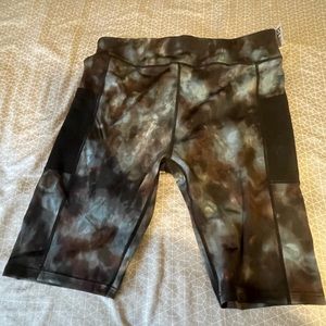 Blue and brown, tie dye biker shorts